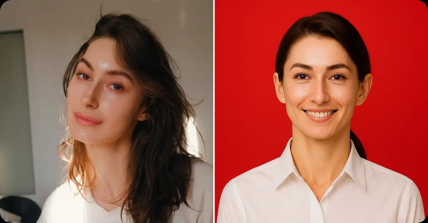 AI Headshot Background Generator - Professional Headshot Background & Red Background Portrait Maker - AI photo transformation style