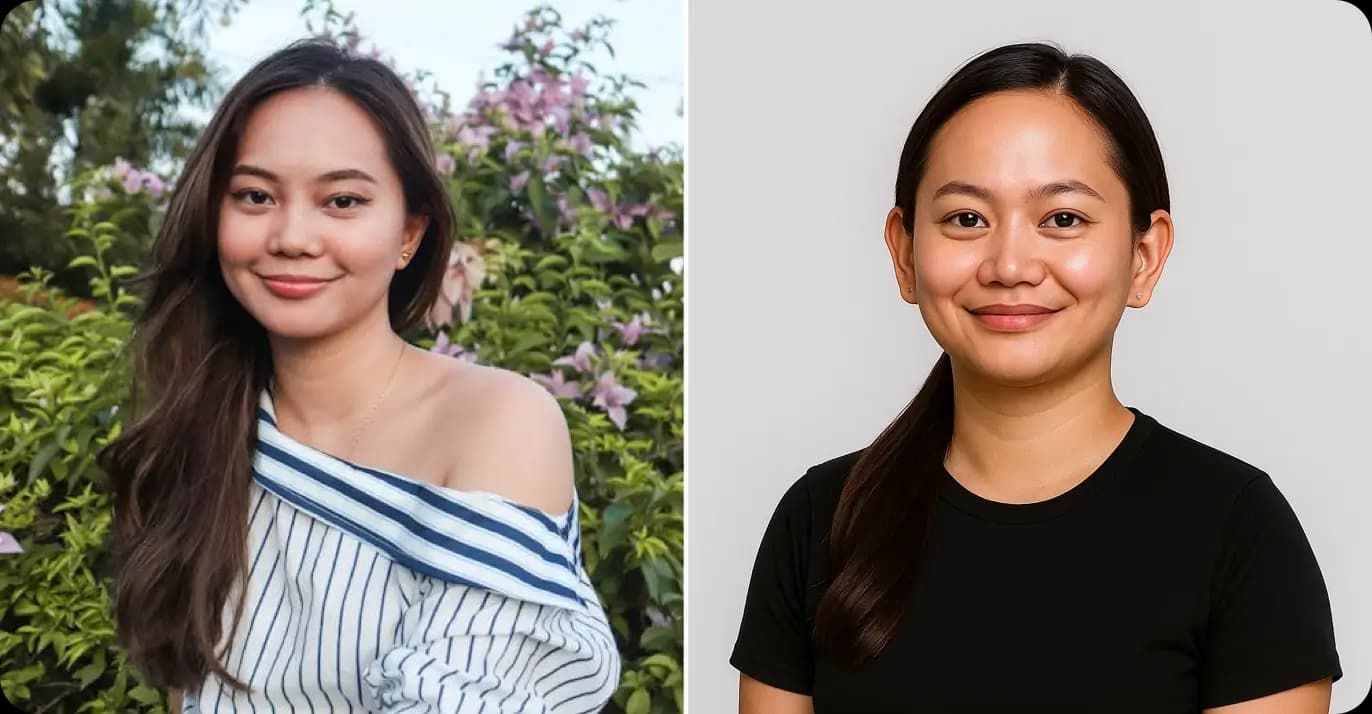 Grey Headshot Background - AI Gray Background Headshot & Neutral Background Generator - AI photo transformation style