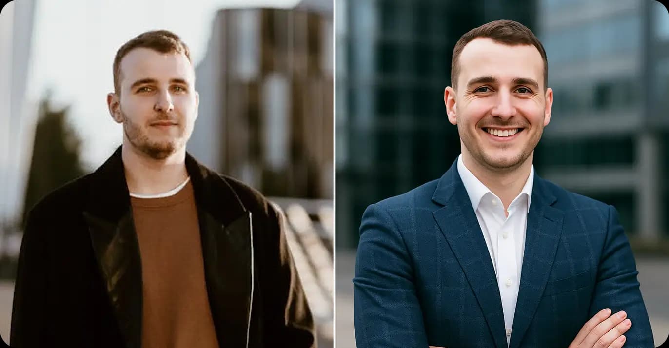 Business Casual Headshots - Free AI Business Casual Headshot, Casual Corporate Headshots & Business Casual Photos Generator - Before and After