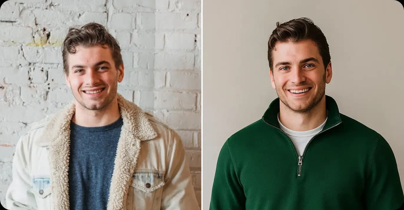 Natural Portrait Forest Green Outdoor Relaxed Photo - Before and After