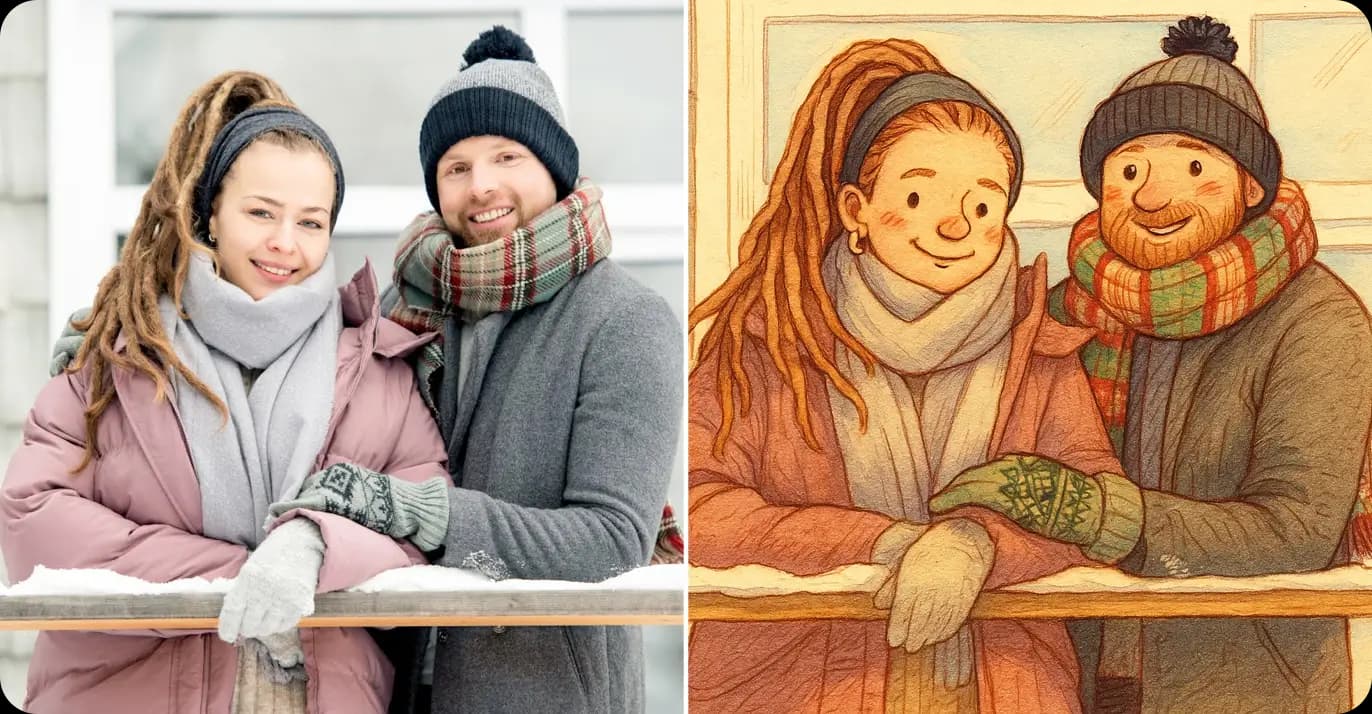 Storybook Illustration Filter - Transform Photos into Fairy Tale Art - Before and After