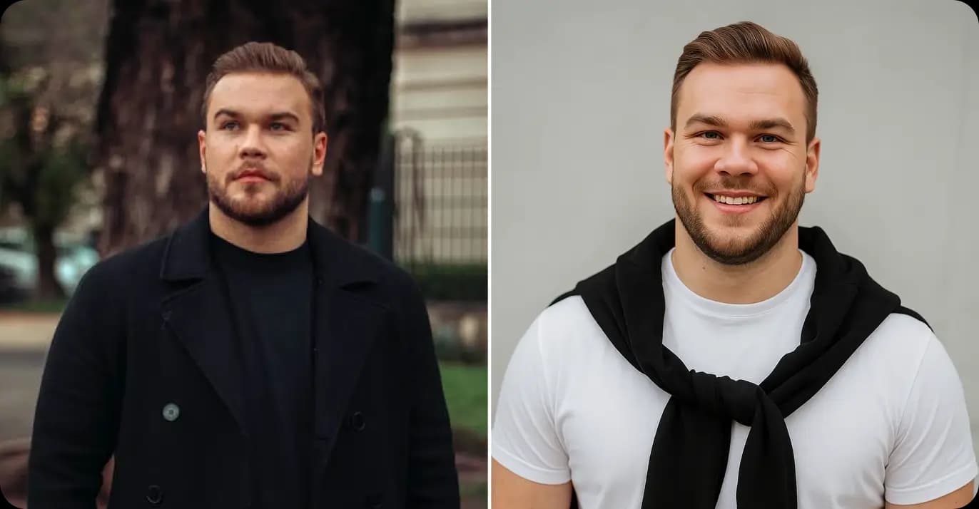 Portrait Generator Casual Relaxed Natural Lifestyle - Before and After