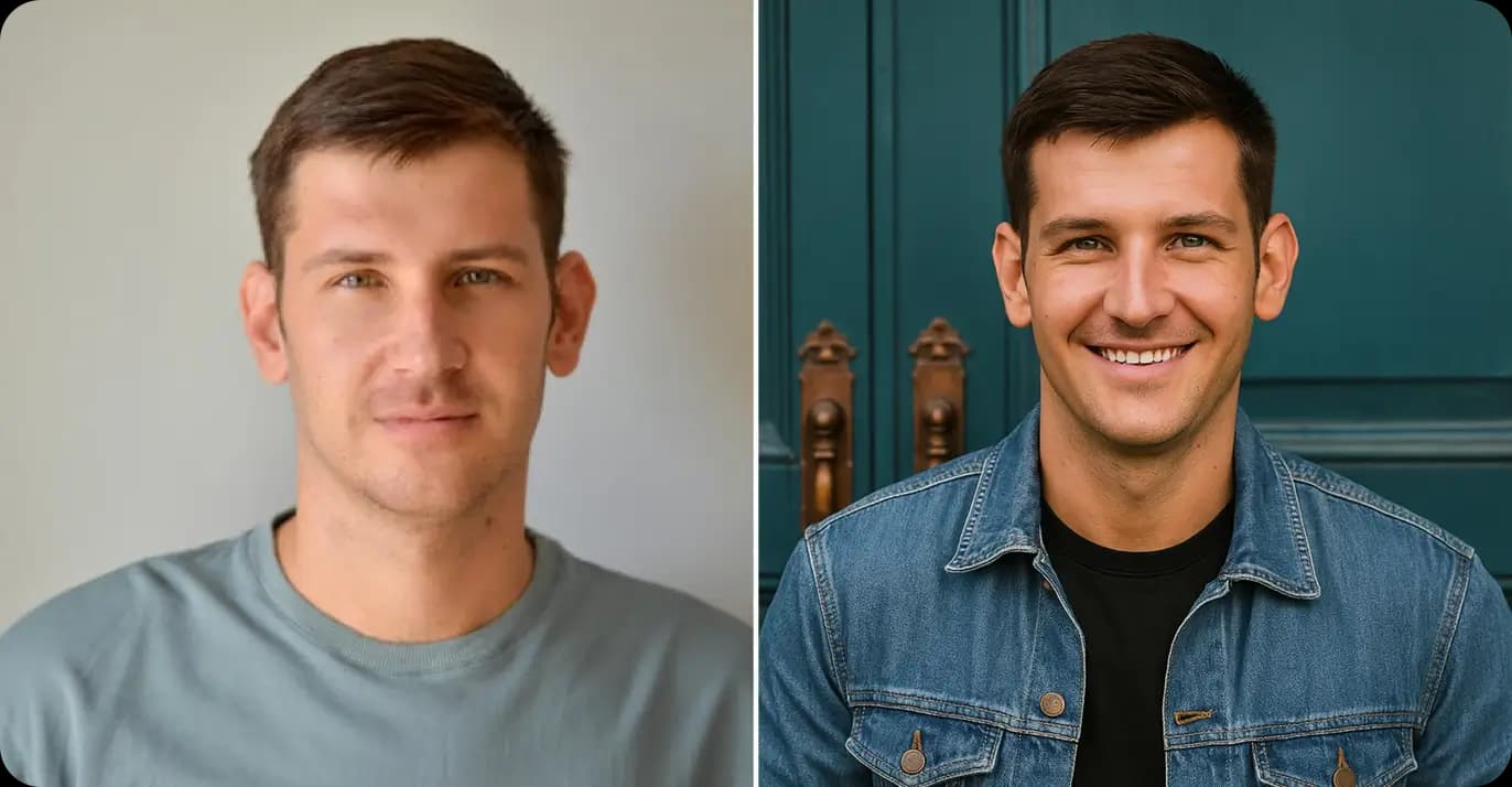 Casual Headshots - Free AI Casual Professional Headshots & Casual Portrait Generator - Before and After