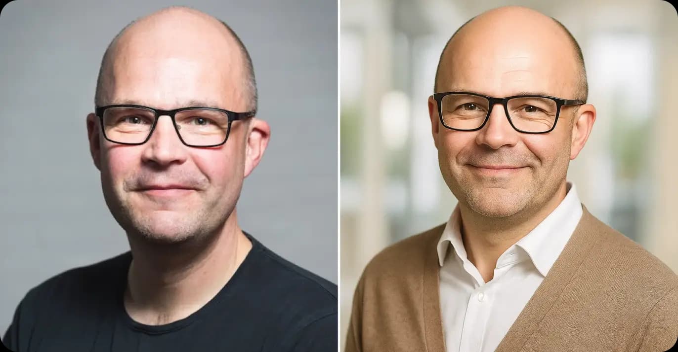 Casual Professional Headshots - Free AI Casual Headshots & Casual Portrait Generator - Before and After