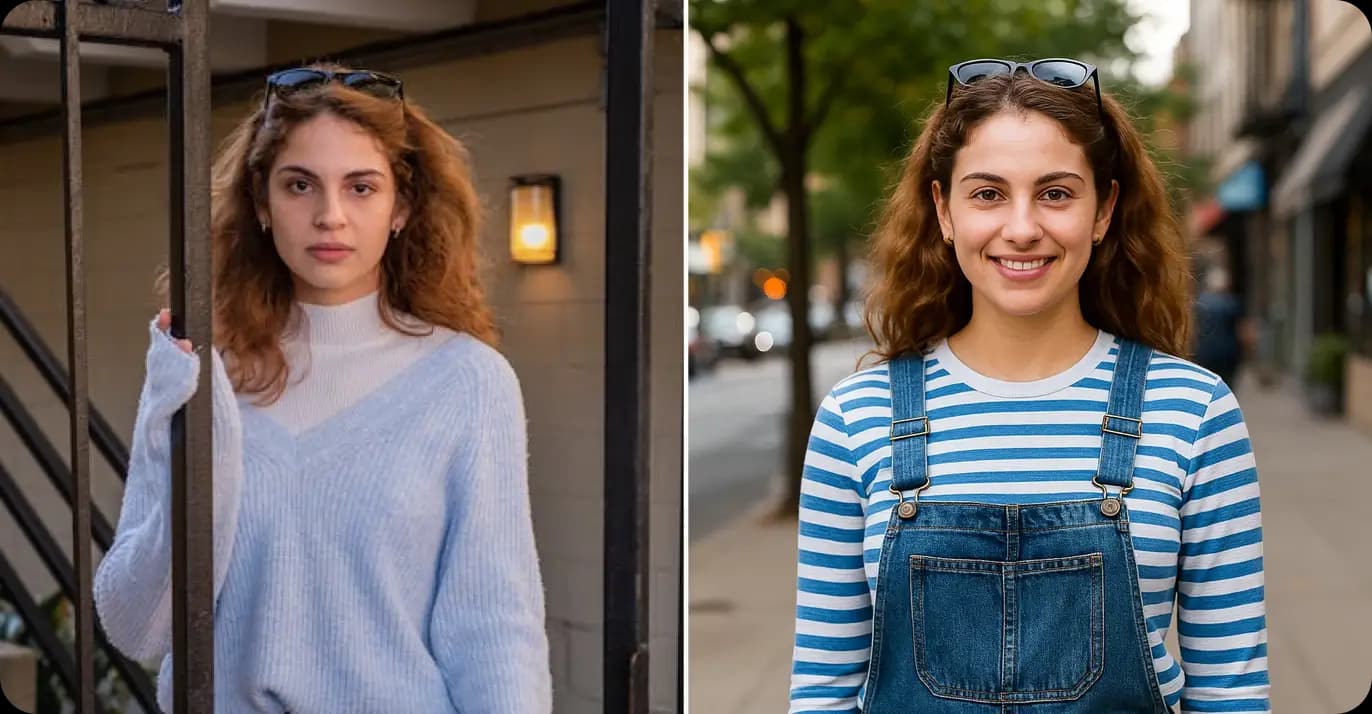 Vintage Photo Filter - AI Vintage Street Style & Retro Portrait Generator - Before and After