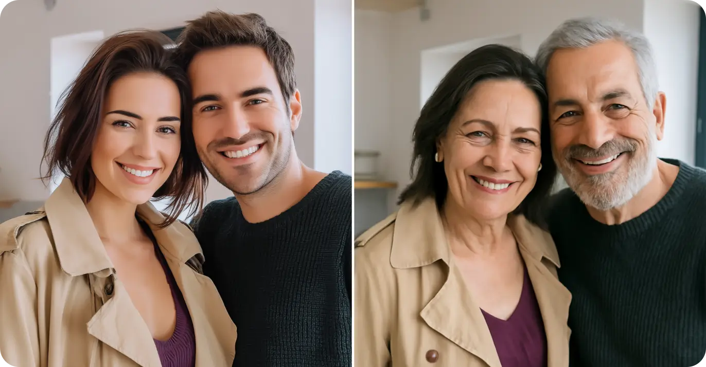 AI age progression example - young to old transformation using aging filter - before