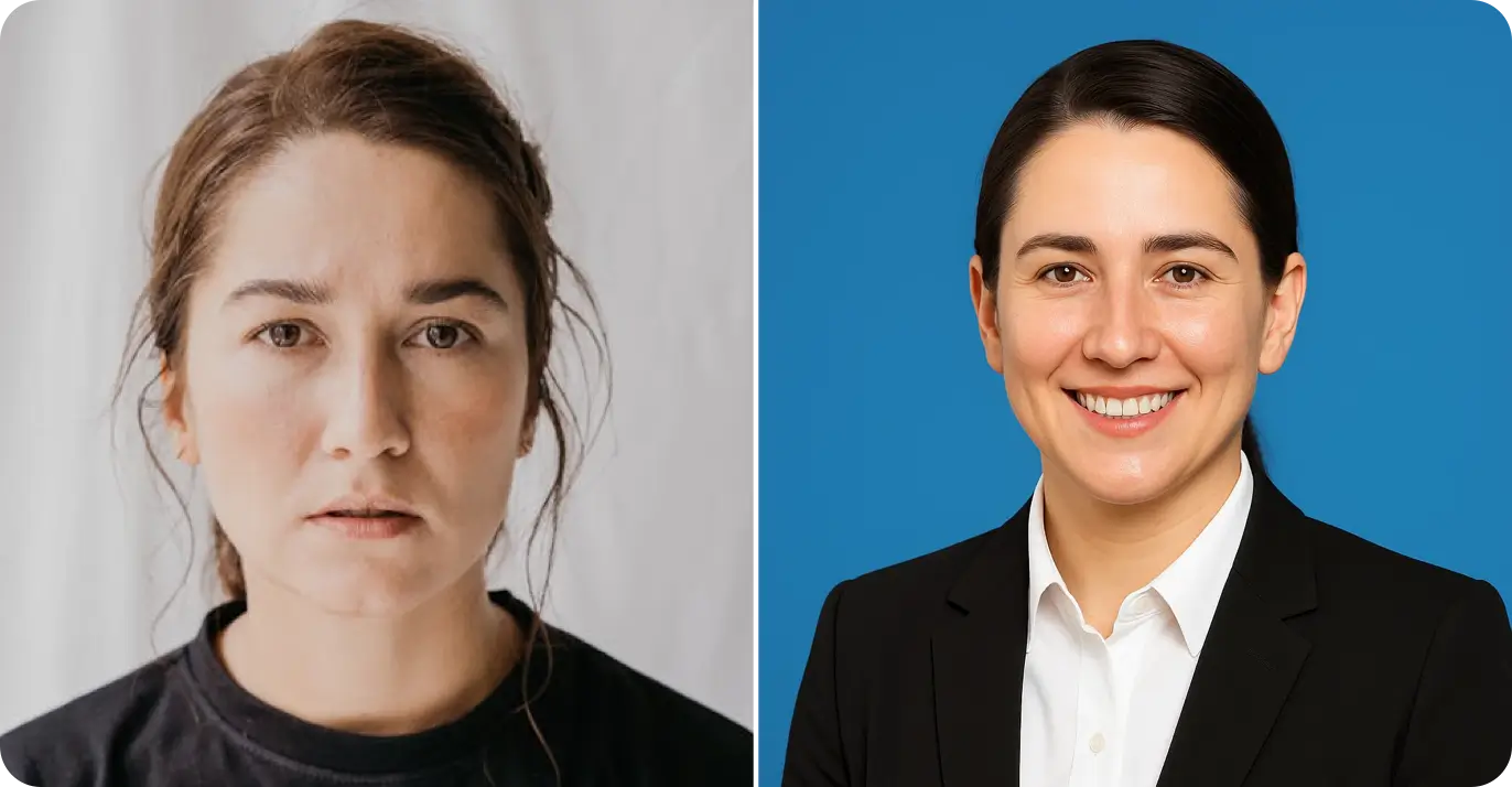 Blue background LinkedIn headshot